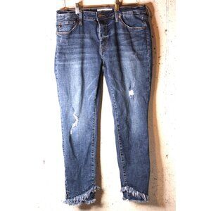 KANCAN Womens Jeans Dark Wash Distressed Francesca Mid-Rise Skinny Sz 13/30